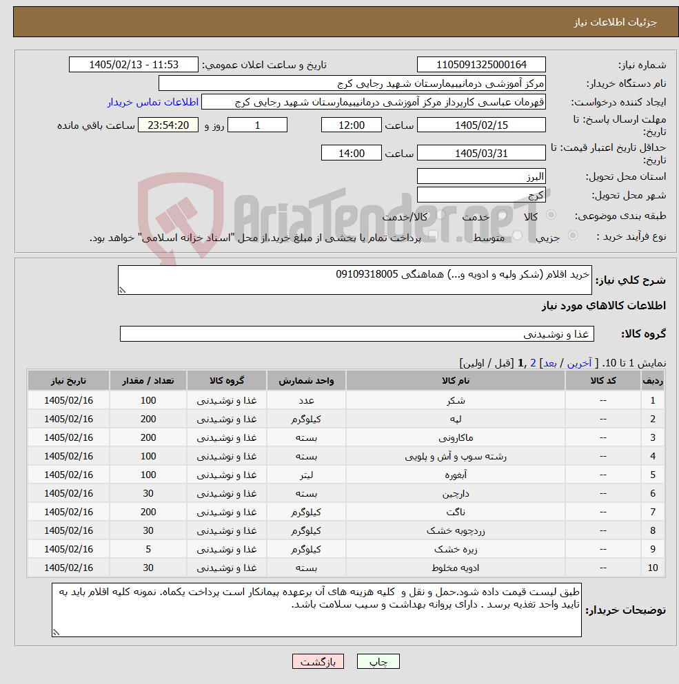 تصویر کوچک آگهی نیاز کالا-خرید اقلام (شکر ولپه و ادویه و...) هماهنگی 09109318005