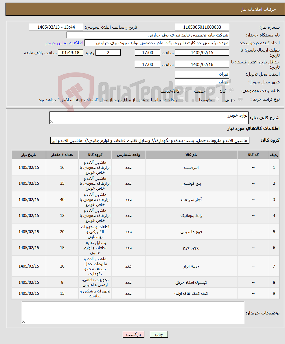 تصویر کوچک آگهی نیاز کالا-لوازم خودرو
