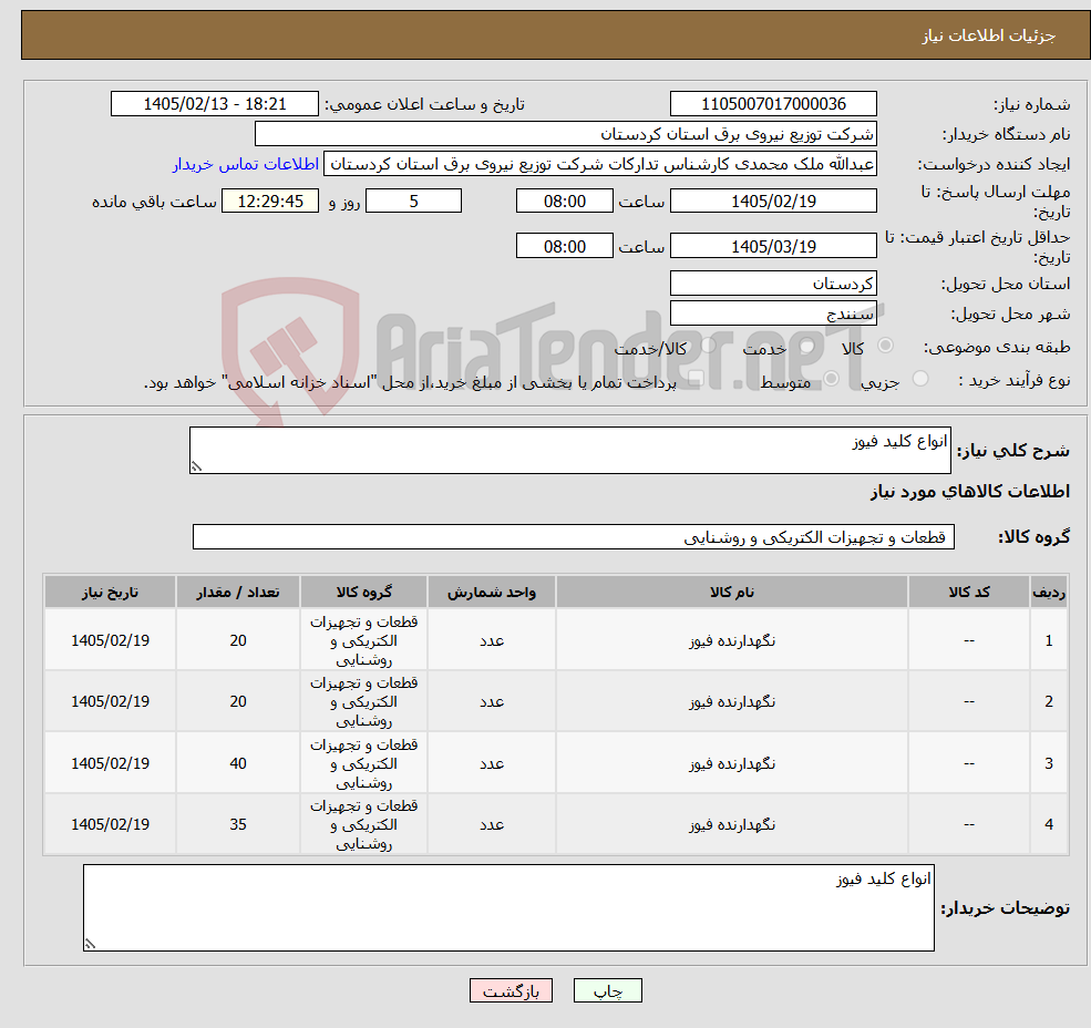 تصویر کوچک آگهی نیاز کالا-انواع کلید فیوز