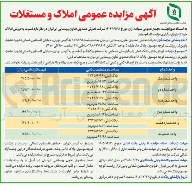 تصویر کوچک آگهی فروش شش دانگ باب آپارتمان مسکونی ه انضمام پارکینگ و آسانسور
