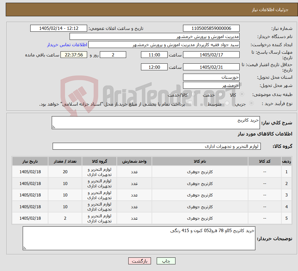 تصویر کوچک آگهی نیاز کالا-خرید کاتریج 