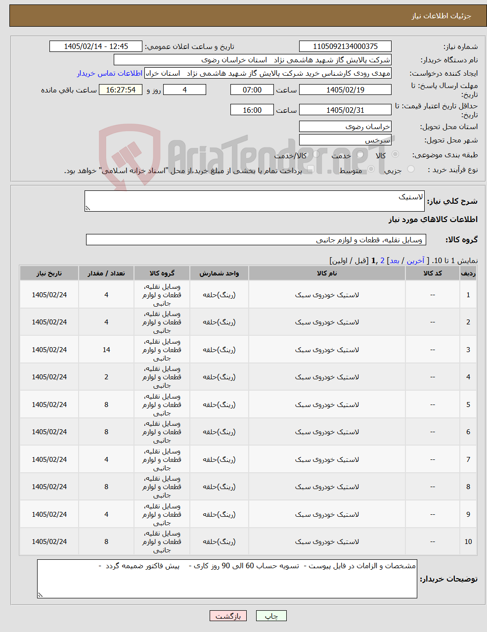 تصویر کوچک آگهی نیاز کالا-لاستیک