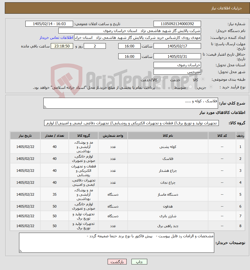 تصویر کوچک آگهی نیاز کالا-فلاسک ، کوله و .....