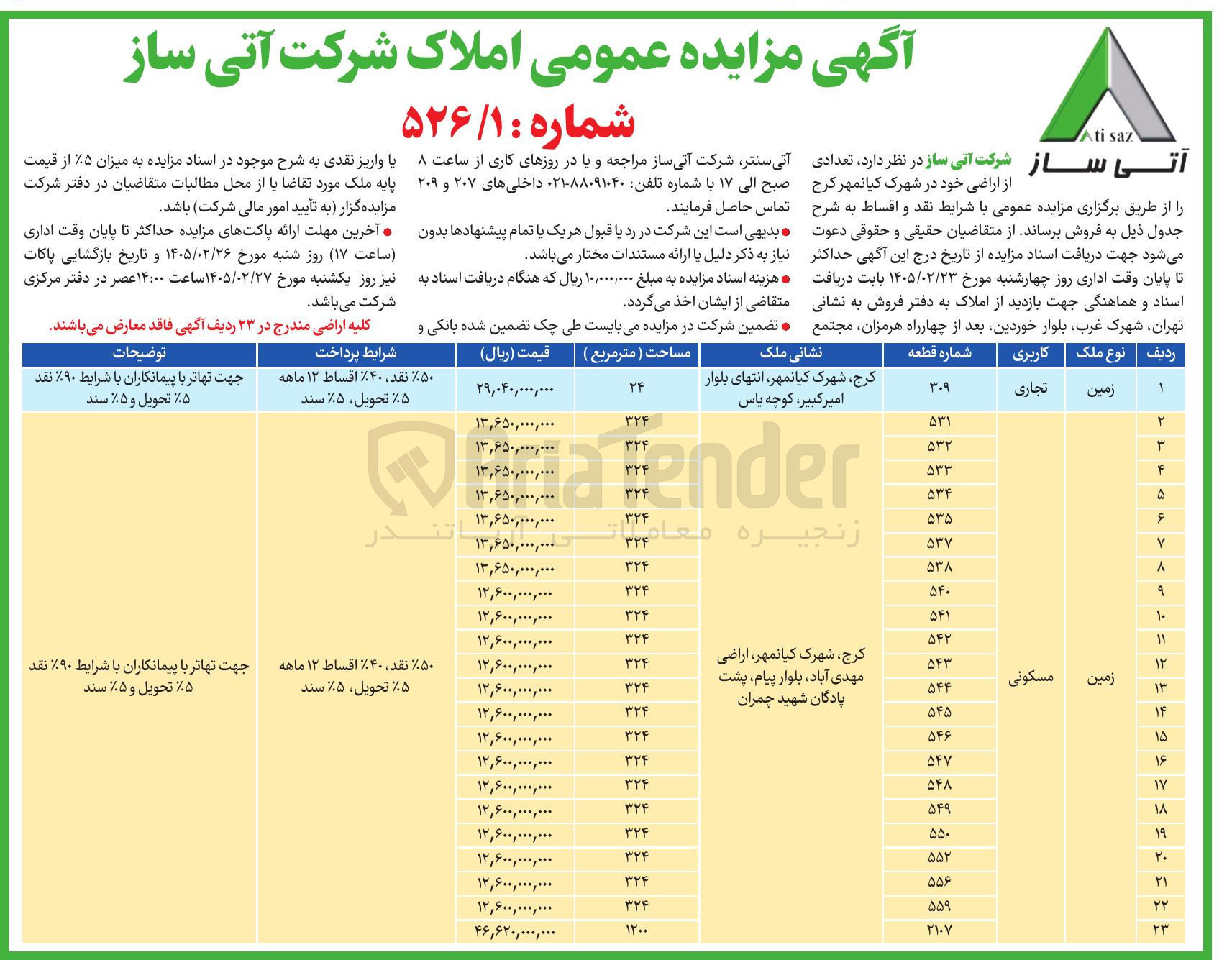 تصویر کوچک آگهی فروش املاک