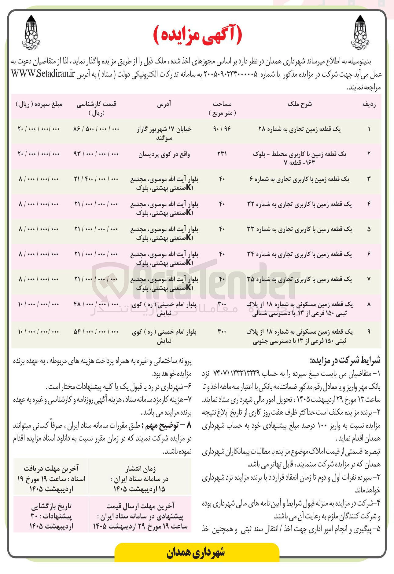 تصویر کوچک آگهی فروش قطعات زمین