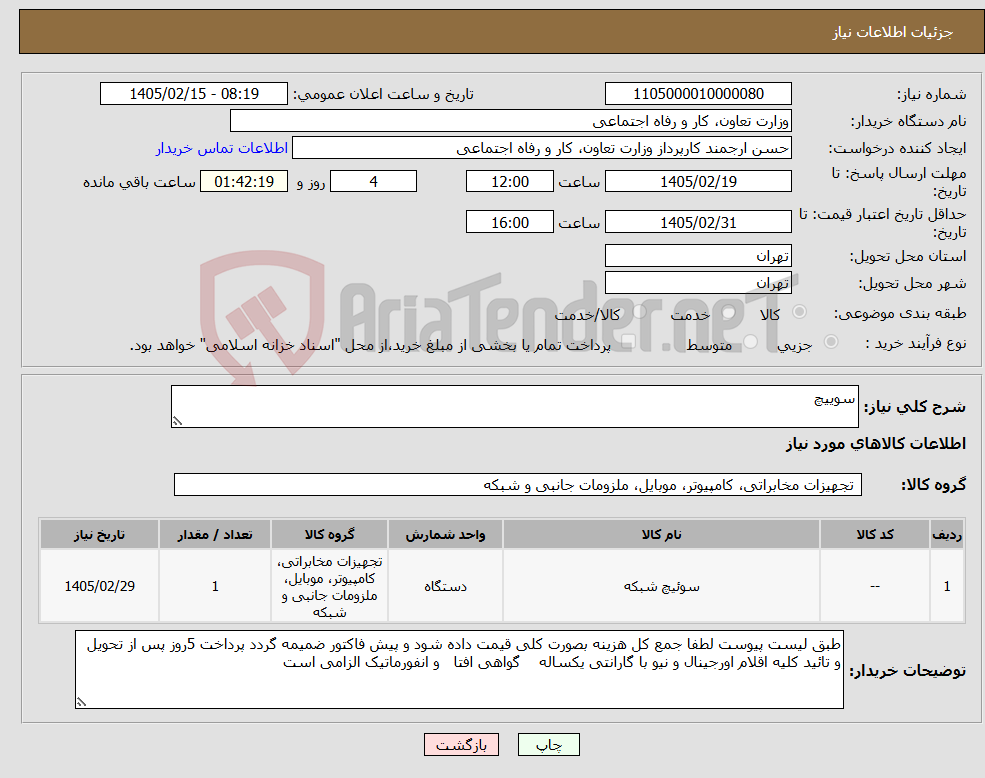 تصویر کوچک آگهی نیاز کالا-سوییچ 