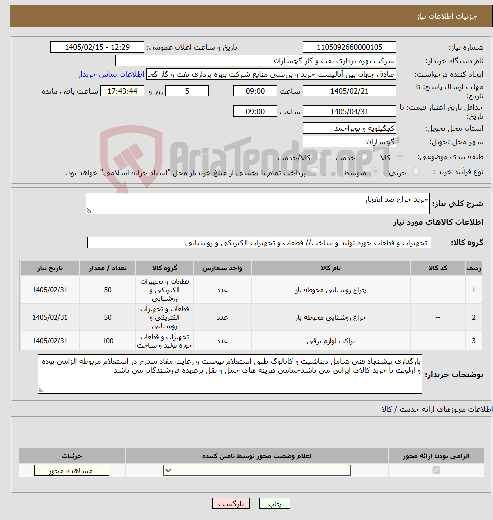 تصویر کوچک آگهی نیاز کالا-خرید چراغ ضد انفجار