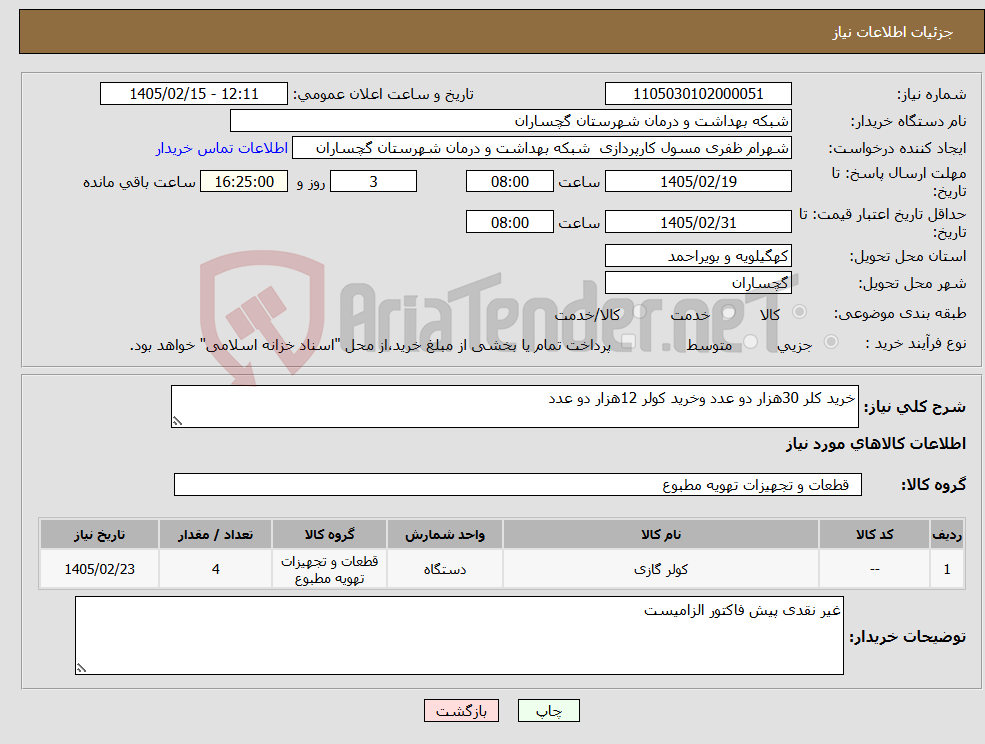 تصویر کوچک آگهی نیاز کالا-خرید کلر 30هزار دو عدد وخرید کولر 12هزار دو عدد