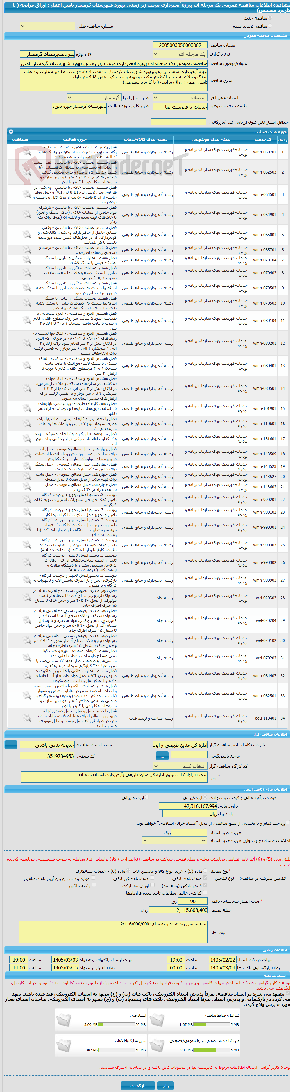 تصویر کوچک آگهی مناقصه عمومی یک مرحله ای پروژه آبخیزداری مرمت زیر زمینی بهورد شهرستان گرمسار تامین اعتبار : اوراق مرابحه ( با کارمزد مشخص)