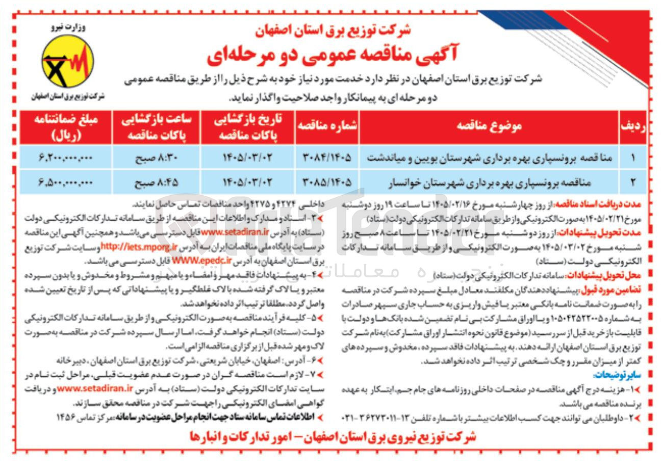 تصویر کوچک آگهی برونسپاری بهره برداری