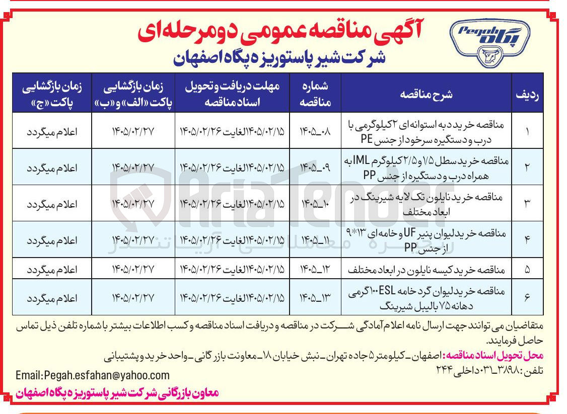 تصویر کوچک آگهی خرید کیسه نایلون در ابعاد مختلف