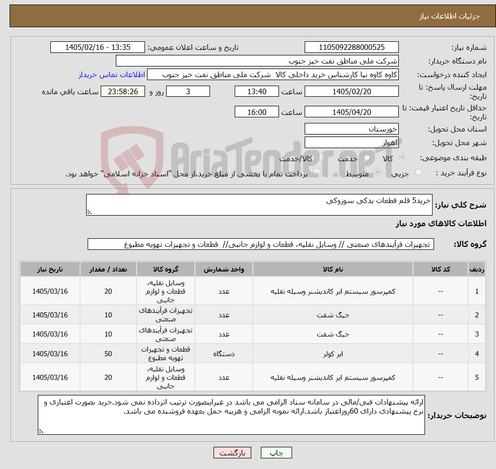 تصویر کوچک آگهی نیاز کالا-خرید5 قلم قطعات یدکی سوزوکی