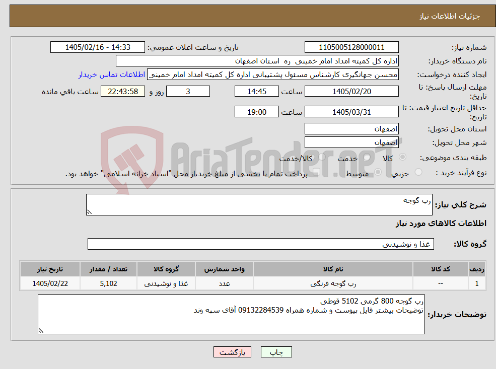 تصویر کوچک آگهی نیاز کالا-رب گوجه 