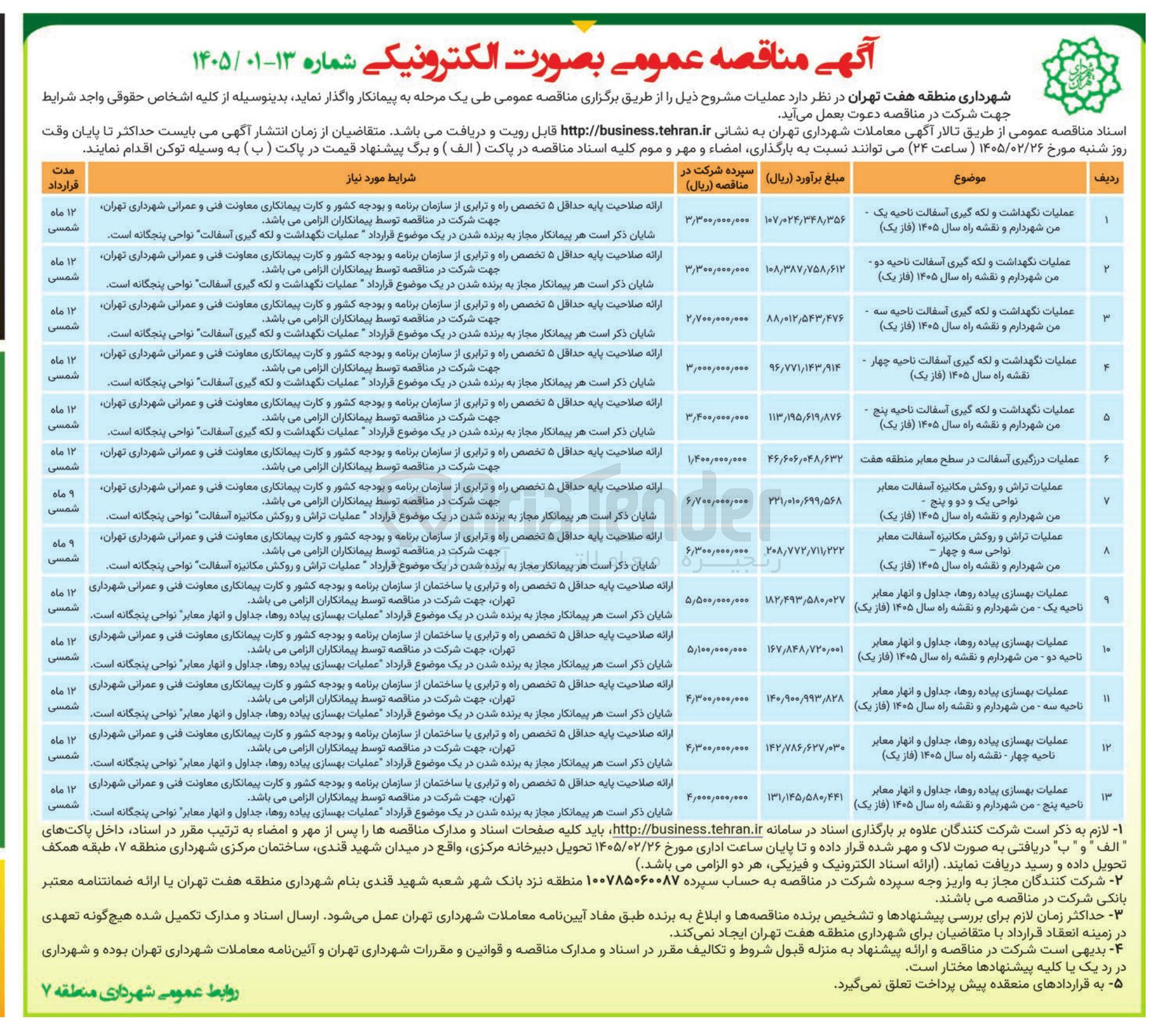 تصویر کوچک آگهی عملیات بهسازی پیاده روها، جداول و انهار معابر