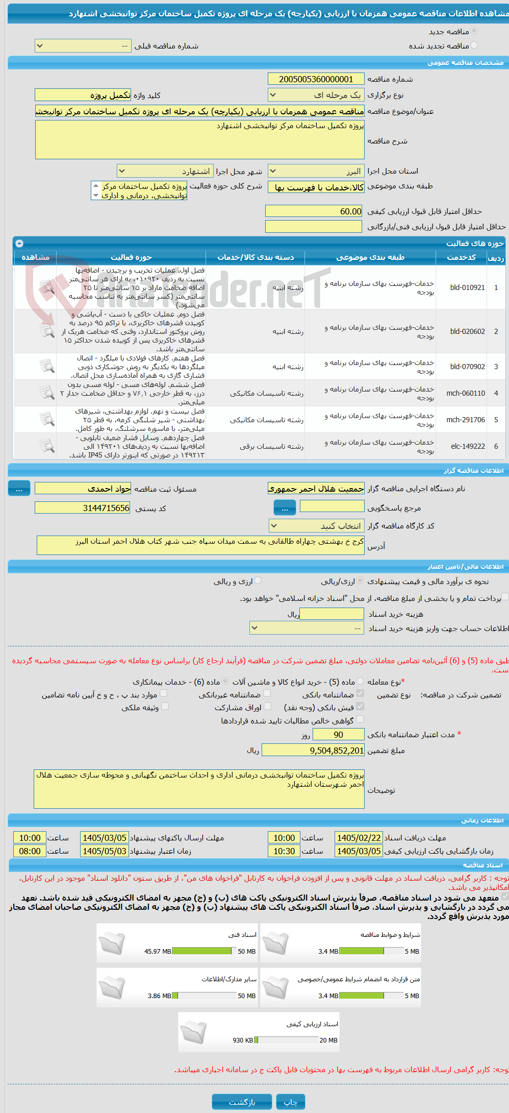 تصویر کوچک آگهی مناقصه عمومی همزمان با ارزیابی (یکپارچه) یک مرحله ای پروژه تکمیل ساختمان مرکز توانبخشی اشتهارد