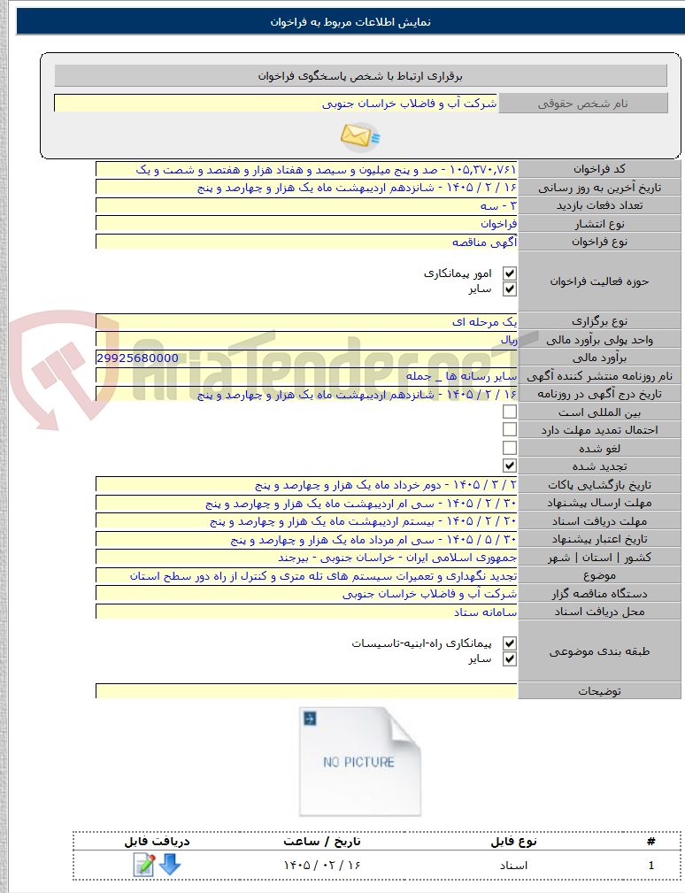 تصویر کوچک آگهی تجدید نگهداری و تعمیرات سیستم های تله متری و کنترل از راه دور سطح استان