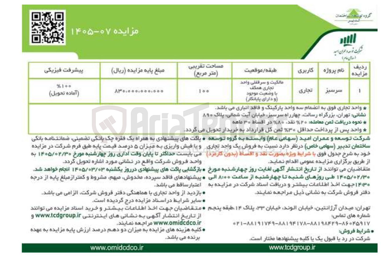 تصویر کوچک آگهی فروش یک واحد تجاری