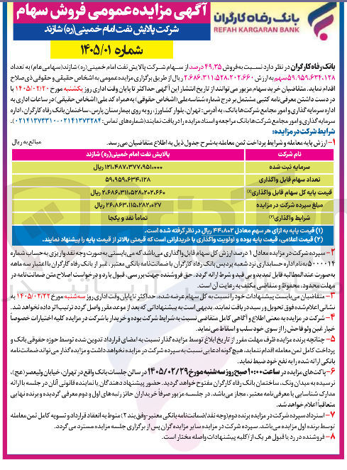 تصویر کوچک آگهی فروش سهام