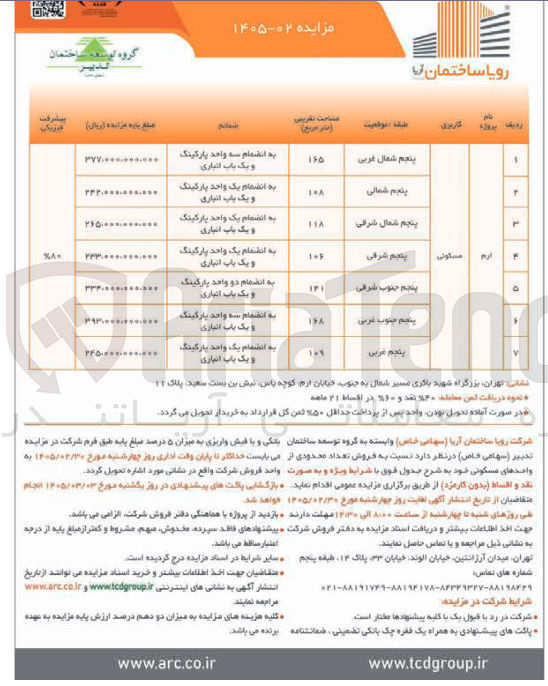 تصویر کوچک آگهی فروش تعداد محدودی از واحدهای مسکونی