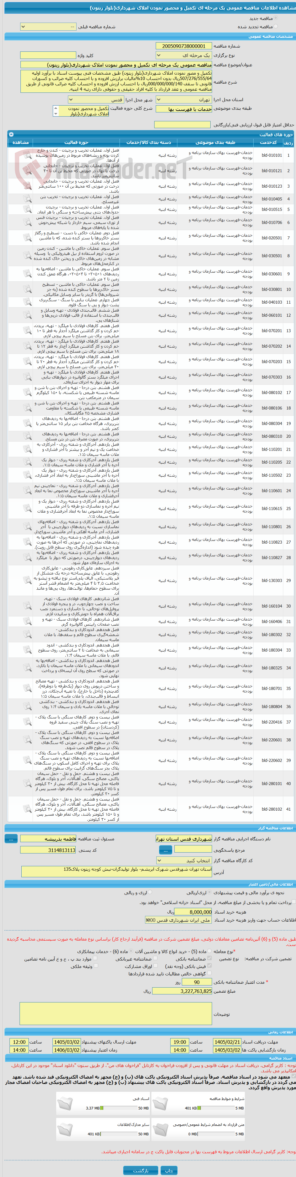 تصویر کوچک آگهی مناقصه عمومی یک مرحله ای تکمیل و محصور نمودن املاک شهرداری(بلوار زیتون)