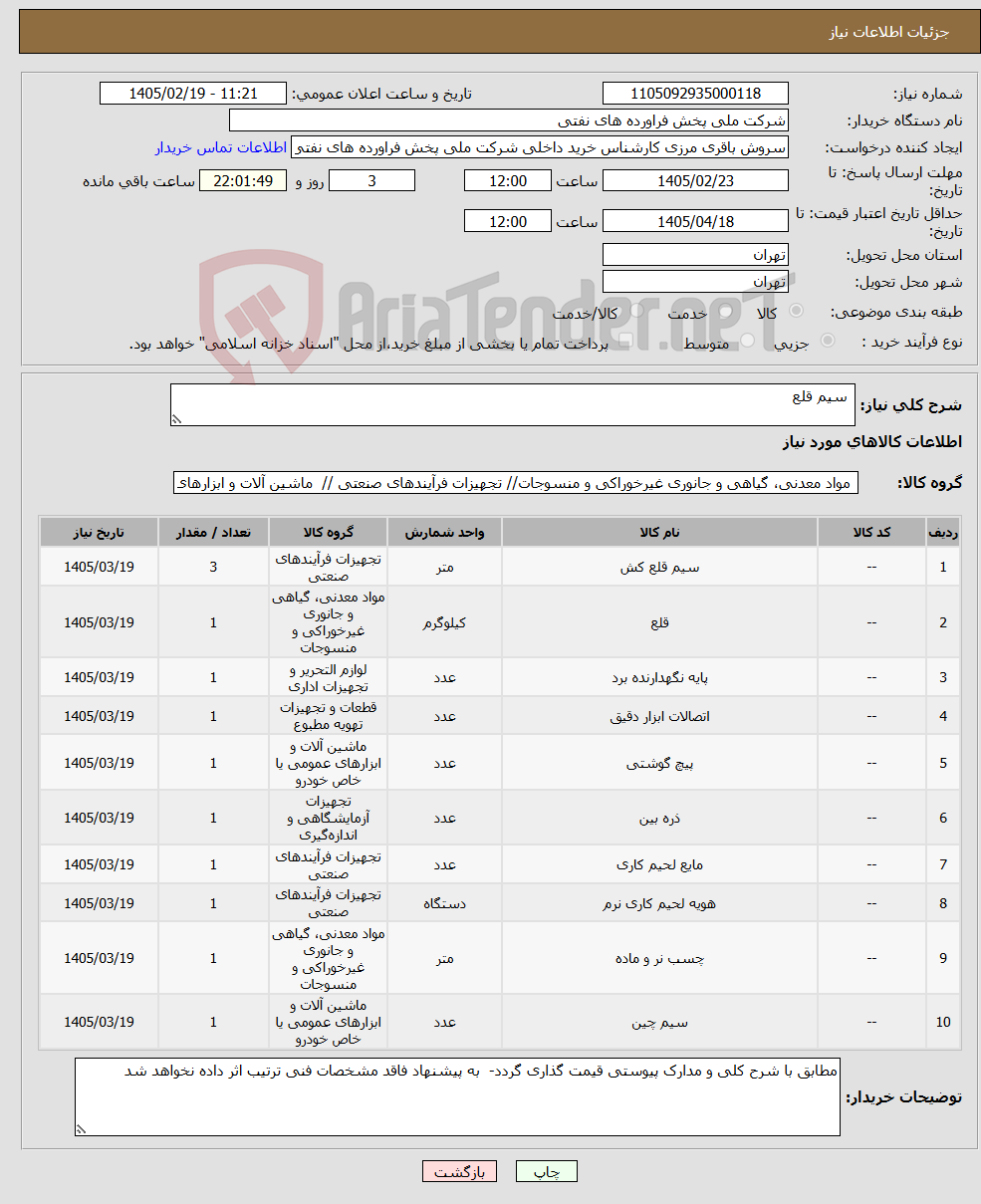 تصویر کوچک آگهی نیاز کالا- سیم قلع 
