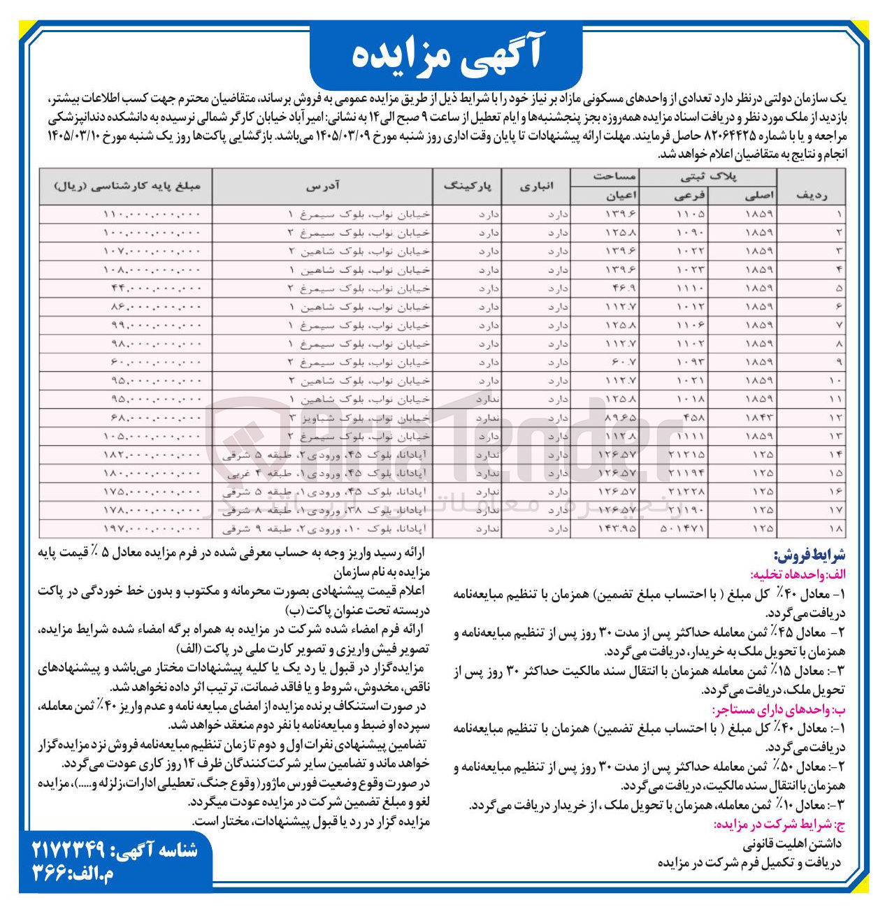 تصویر کوچک آگهی فروش تعدادی از واحدهای مسکونی