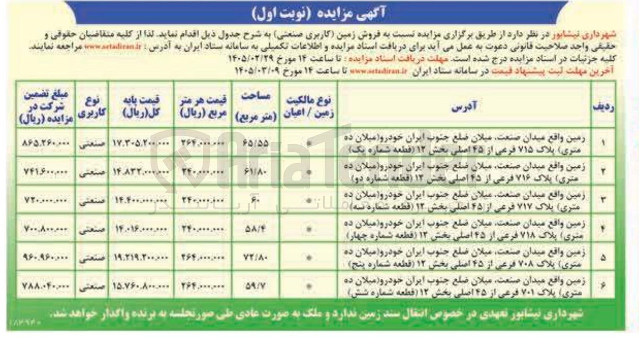 تصویر کوچک آگهی فروش زمین (کاربری صنعتی)