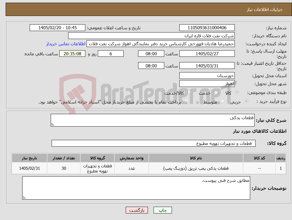 تصویر کوچک آگهی نیاز کالا-قطعات یدکی
