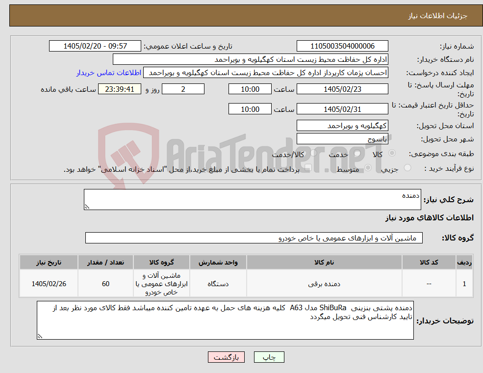 تصویر کوچک آگهی نیاز کالا-دمنده