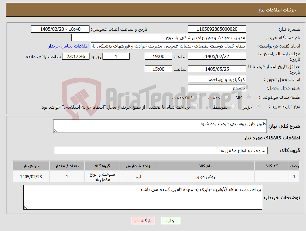 تصویر کوچک آگهی نیاز کالا-طبق فایل پیوستی قیمت زده شود