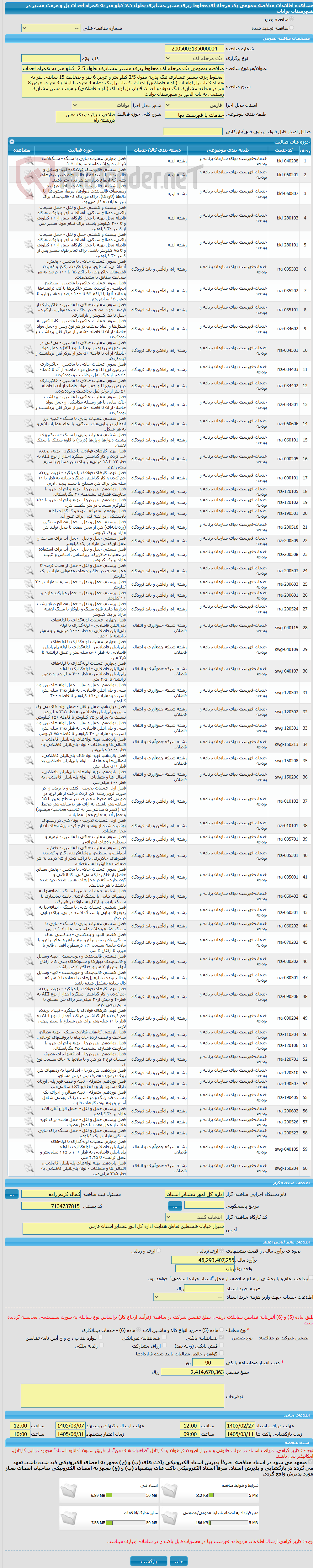 تصویر کوچک آگهی مناقصه عمومی یک مرحله ای مخلوط ریزی مسیر عشایری بطول 2.5 کیلو متر به همراه احداث پل و مرمت مسیر در شهرستان بوانات