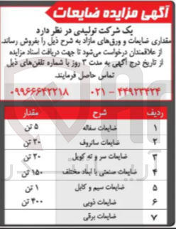 تصویر کوچک آگهی فروش مقداری ضایعات و ورق های مازاد