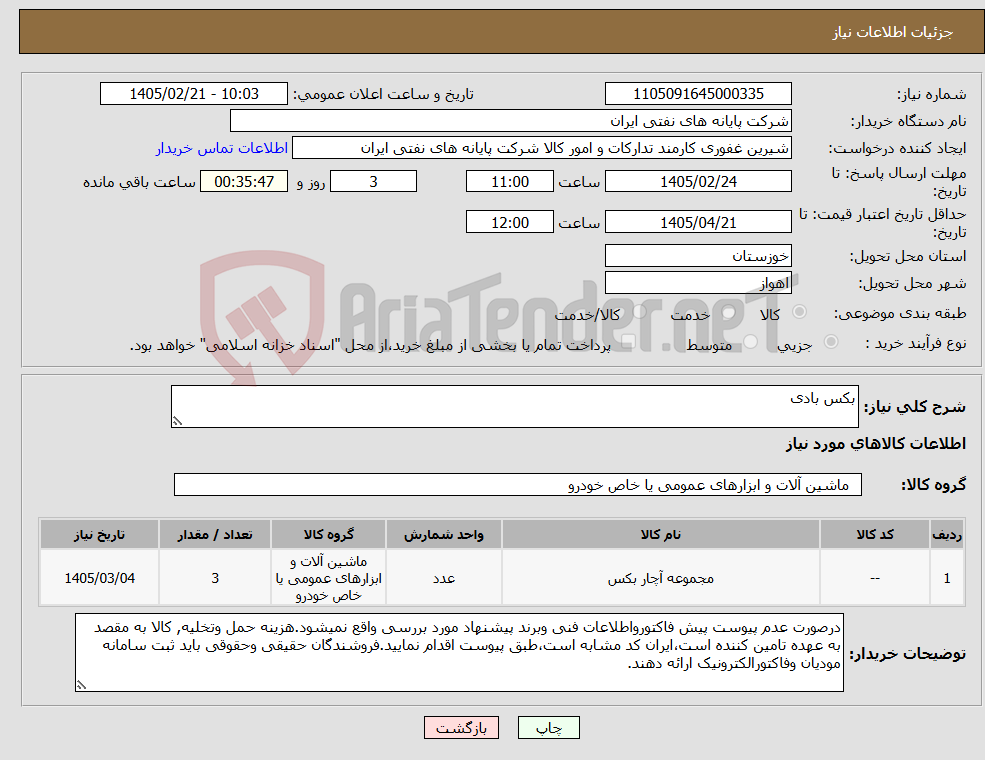 تصویر کوچک آگهی نیاز کالا-بکس بادی 