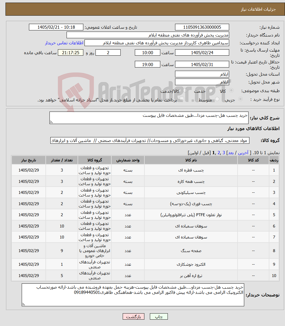 تصویر کوچک آگهی نیاز کالا-خرید چسب هل-چسب مزدا...طبق مشخصات فایل پیوست