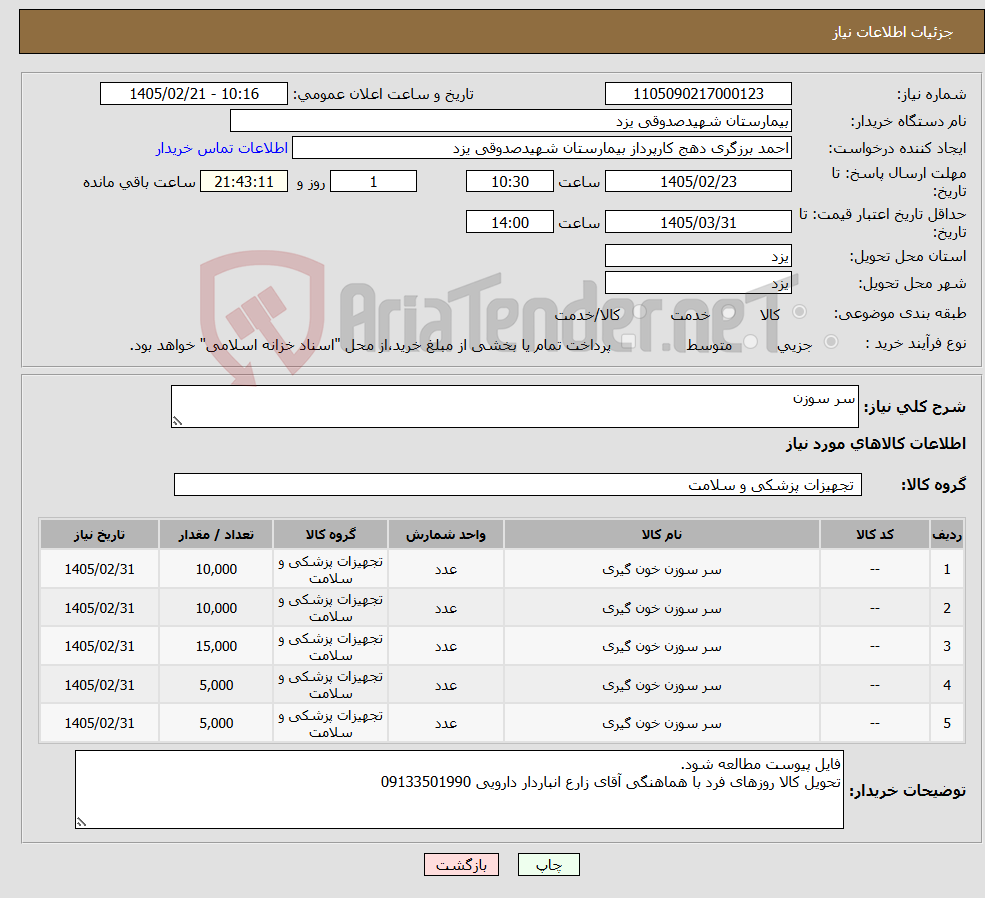 تصویر کوچک آگهی نیاز کالا-سر سوزن