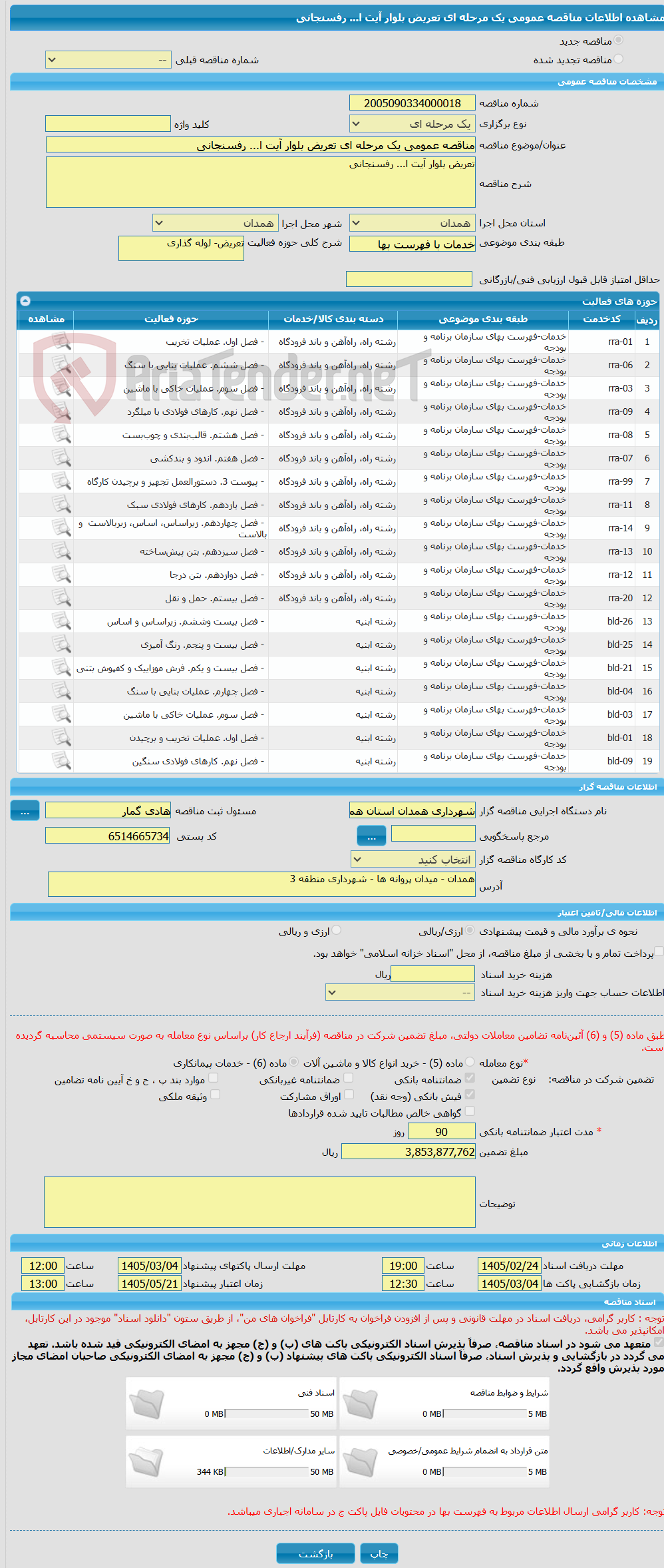 تصویر کوچک آگهی مناقصه عمومی یک مرحله ای تعریض بلوار آیت ا... رفسنجانی