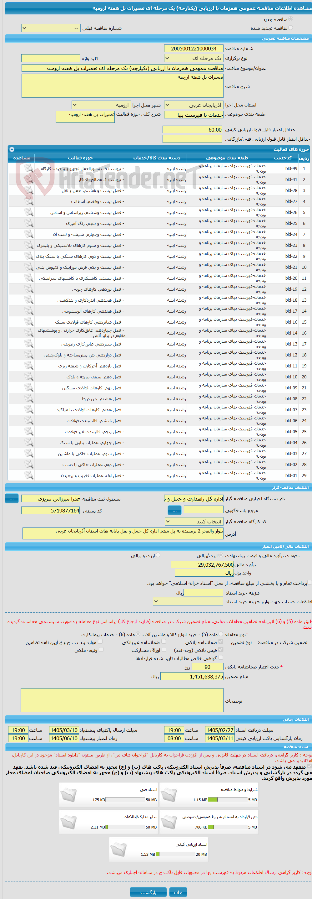 تصویر کوچک آگهی مناقصه عمومی همزمان با ارزیابی (یکپارچه) یک مرحله ای تعمیرات پل هفته ارومیه