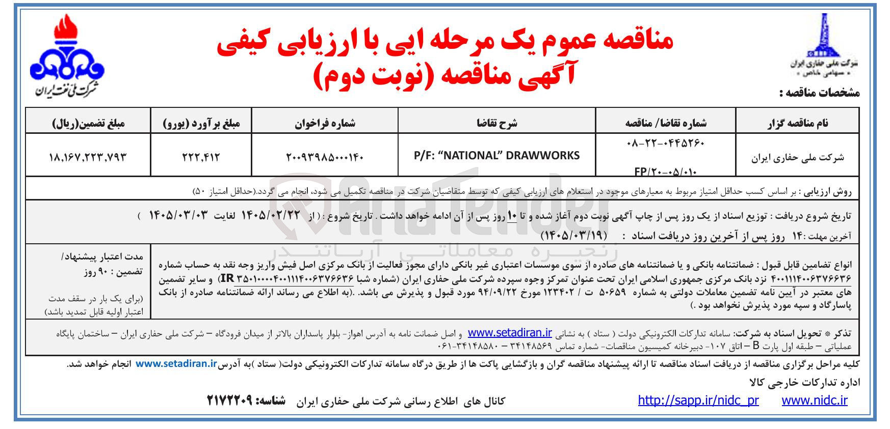 تصویر کوچک آگهی DRAWWORKS "NATIONAL" P/F
