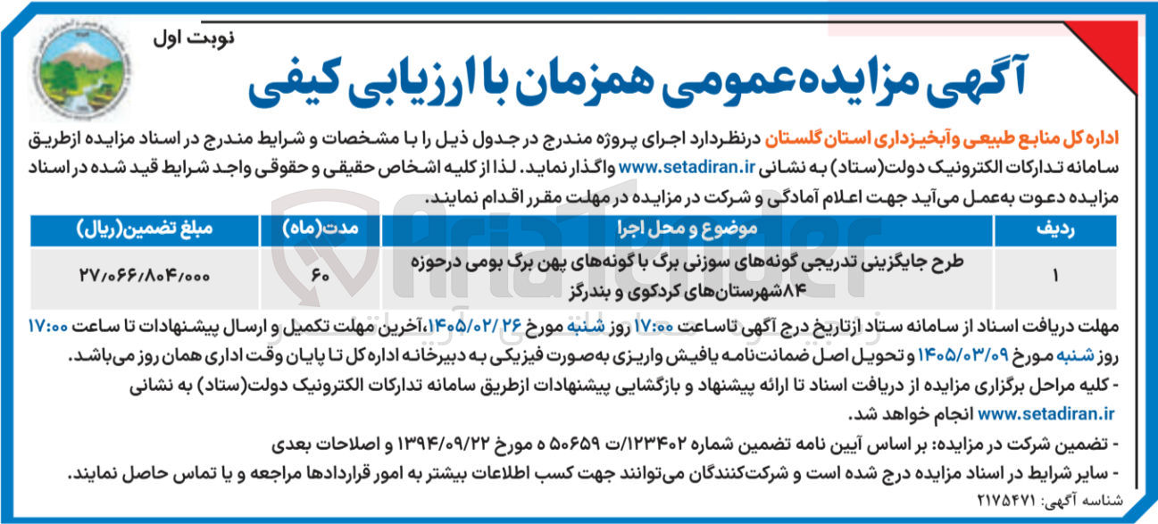 تصویر کوچک آگهی طرح جایگزینی تدریجی گونه های سوزنی برگ با گونه های پهن برگ بومی