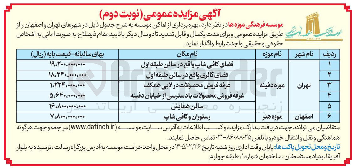 تصویر کوچک آگهی بهره برداری از اماکن