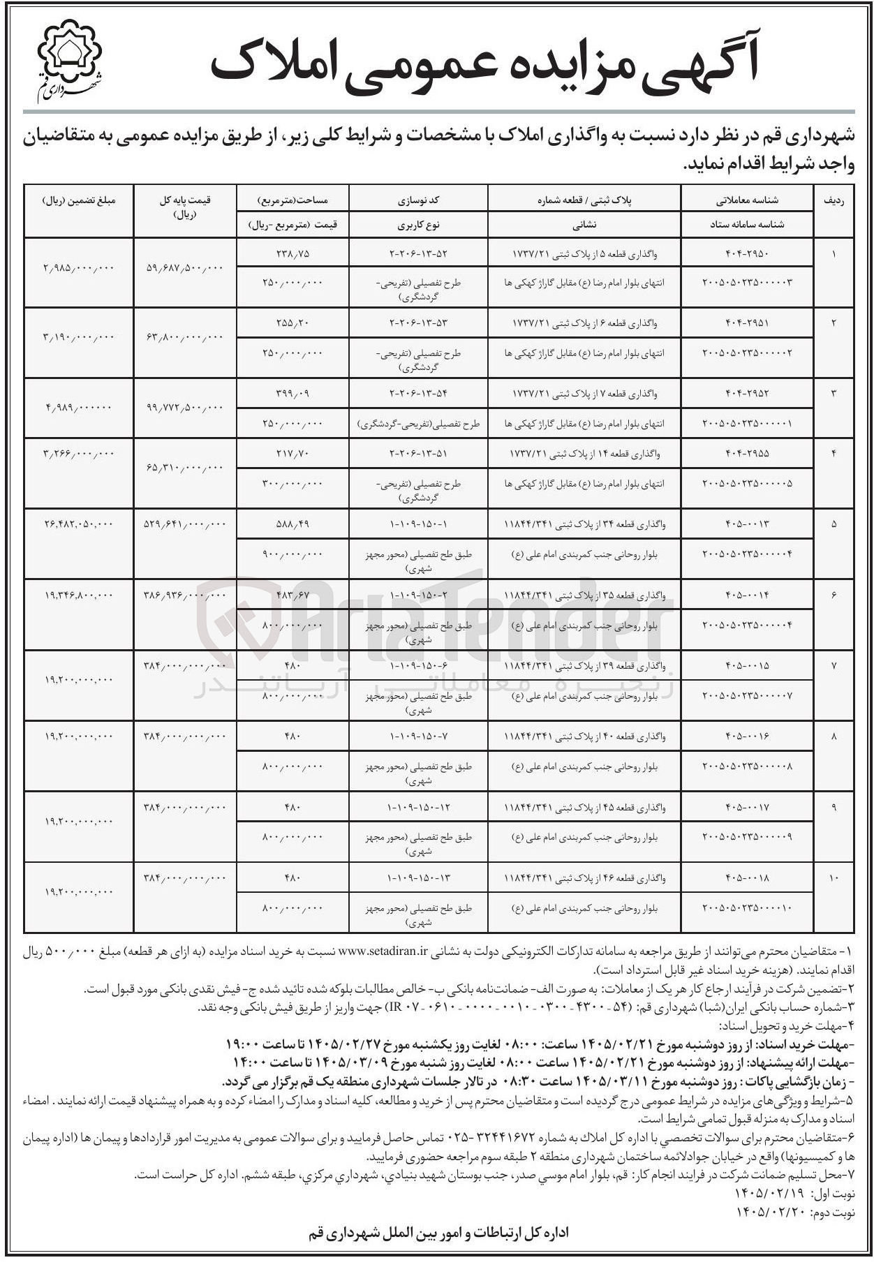 تصویر کوچک آگهی واگذاری قطعه 45 از پلاک ثبتی ۱۱۸۴۴/۳۴۱