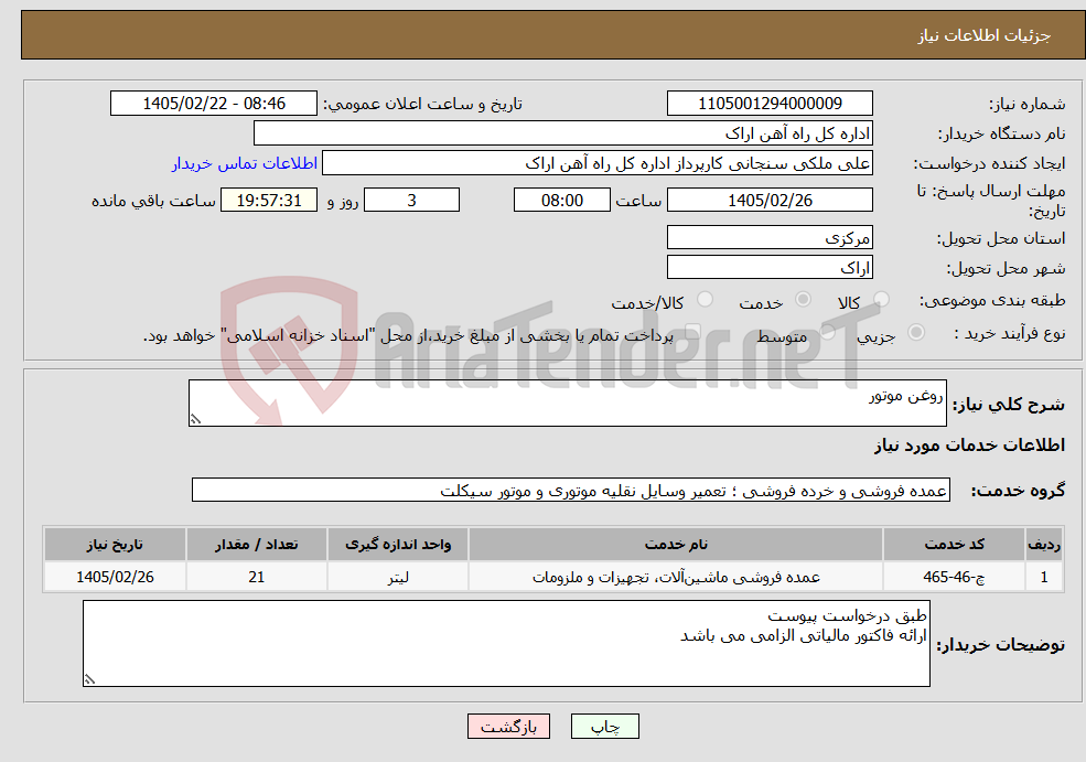 تصویر کوچک آگهی نیاز خدمات-روغن موتور