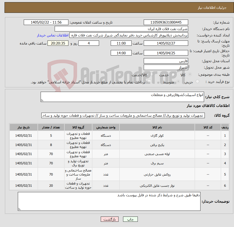 تصویر کوچک آگهی نیاز کالا-انواع اسپیلت/شوفاژبرقی و متعلقات