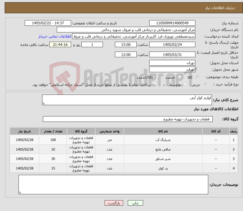 تصویر کوچک آگهی نیاز کالا-لوازم کولر آبی