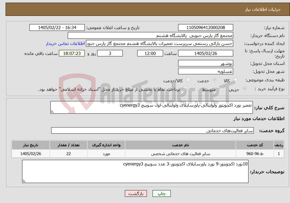 تصویر کوچک آگهی نیاز خدمات-تعمیر بورد اکچویتور ولوایتالی-پاورساپلای ولوایتالی-لول سوییچ cyenergy3