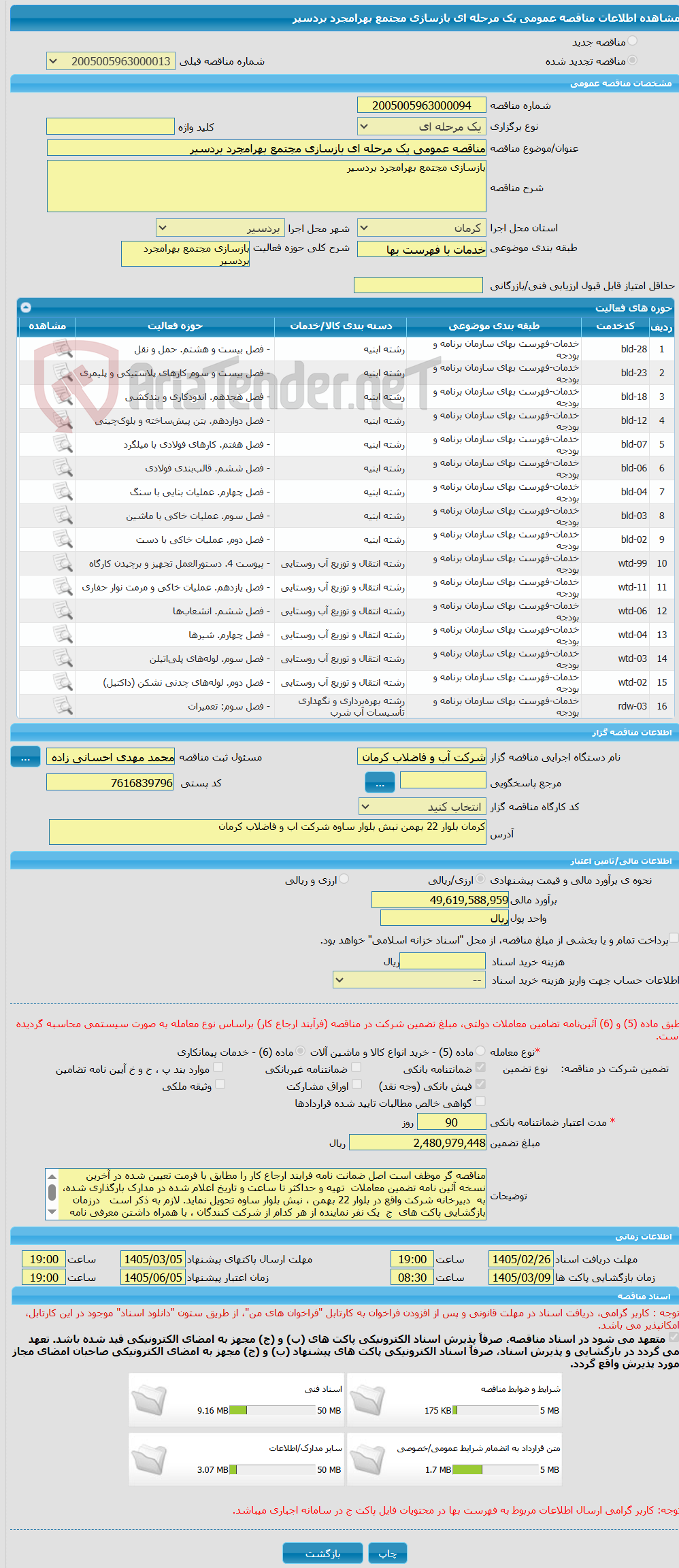 تصویر کوچک آگهی مناقصه عمومی یک مرحله ای بازسازی مجتمع بهرامجرد بردسیر