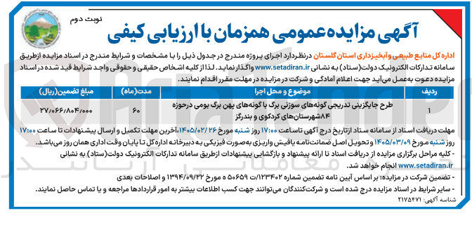 تصویر کوچک آگهی طرح جایگزینی تدریجی گونه های سوزنی برگ با گونه های پهن برگ بومی