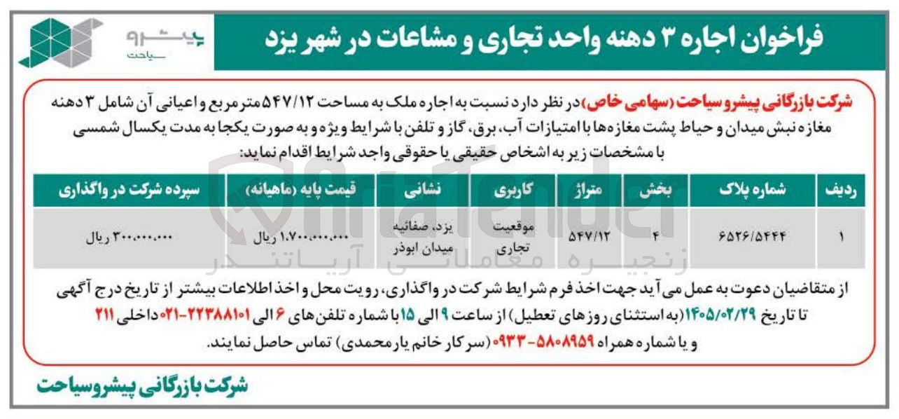تصویر کوچک آگهی اجاره ۳ دهنه واحد تجاری و مشاعات