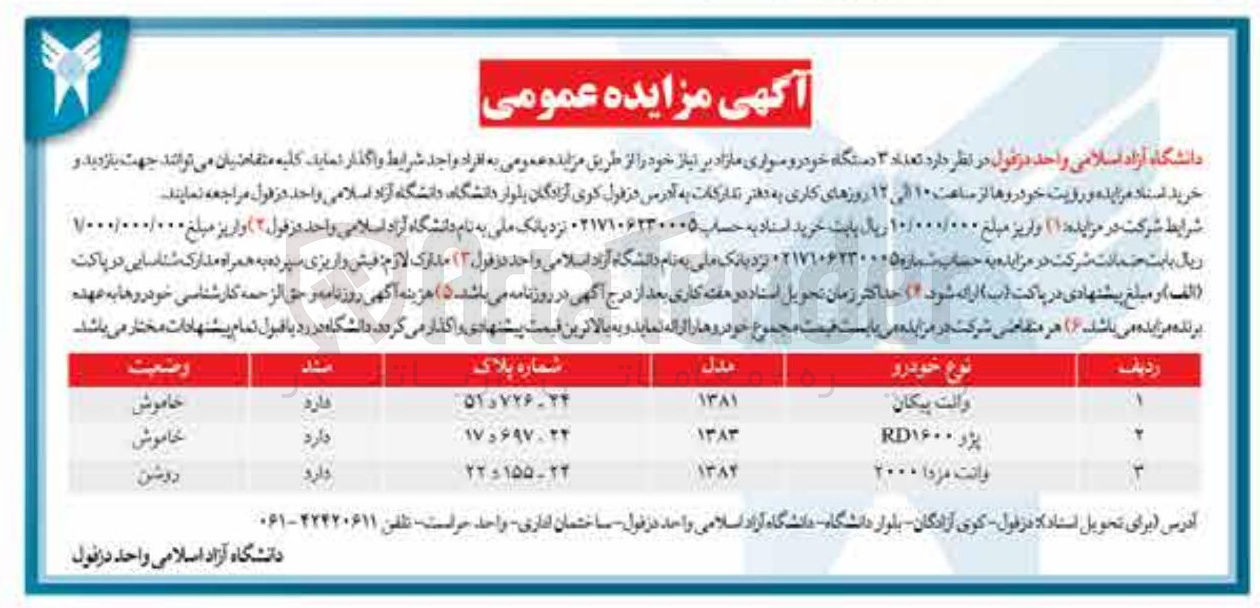 تصویر کوچک آگهی فروش تعداد ۳ دستگاه خودرو سواری