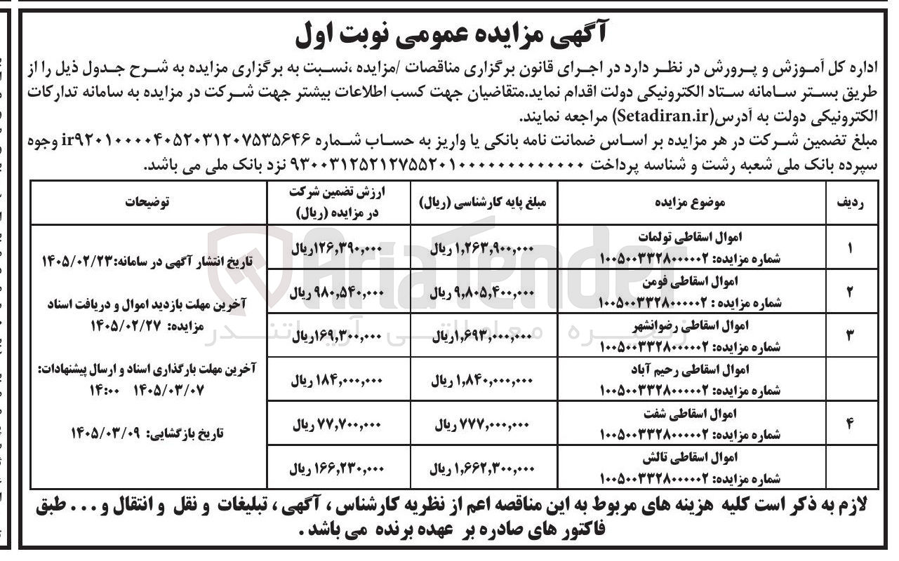 تصویر کوچک آگهی فروش اموال اسقاطی